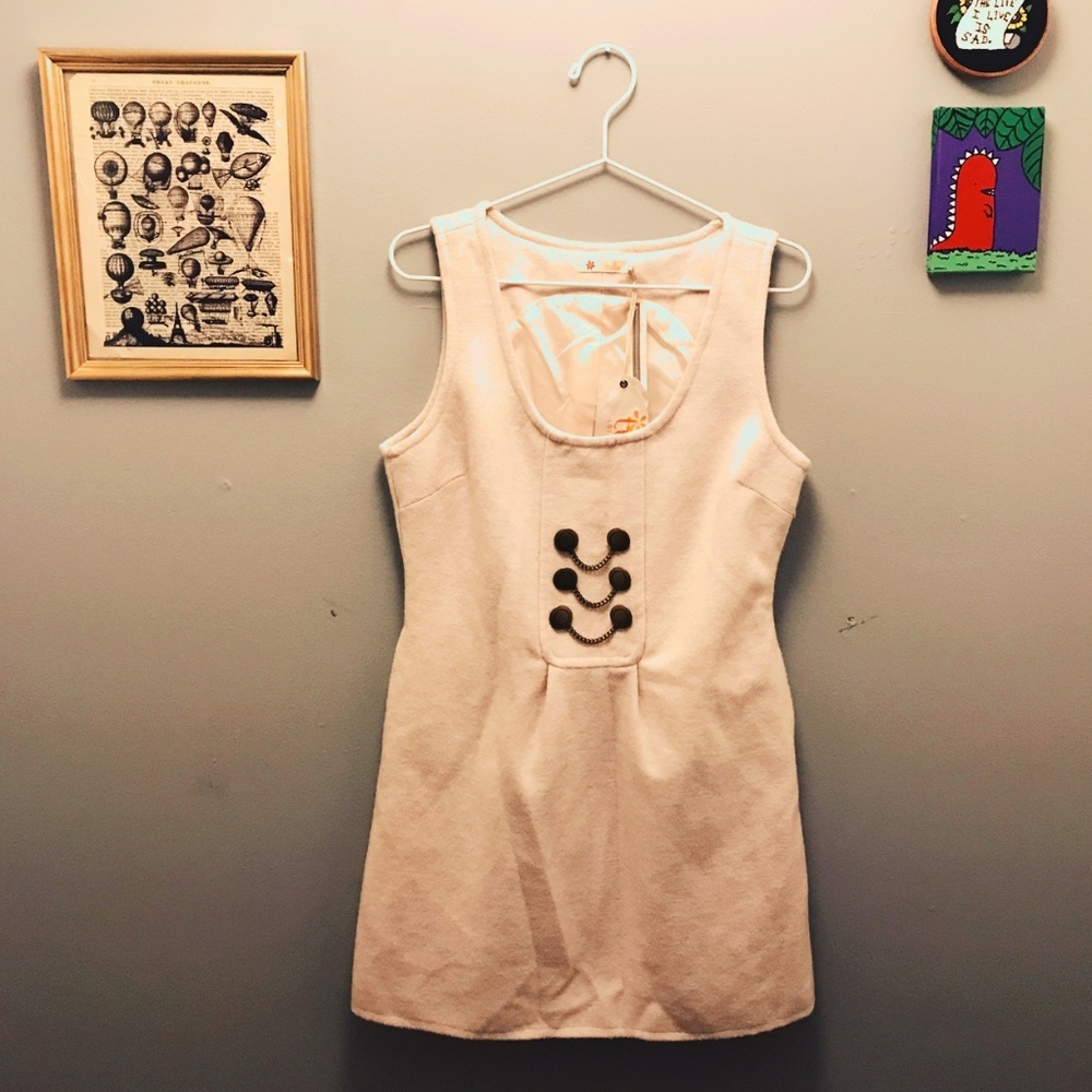 NWT Cream wool Tulle L.A. military dress